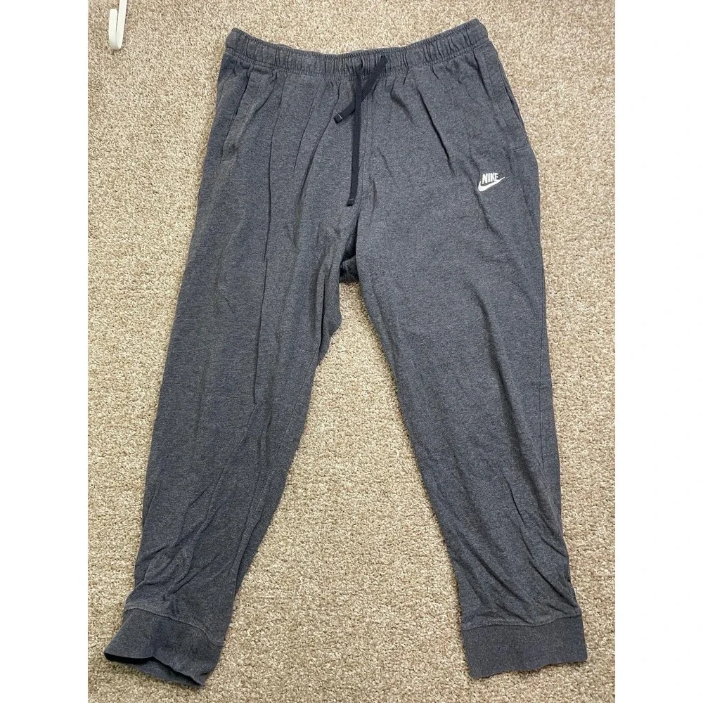 Nike Men  XXL Gray Sweatpants Embroidered Essential Gym Athletic Drawstring Pant